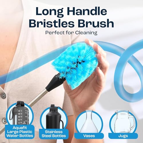 Image of 3Pcs Bottle Cleaner Brush Set, 15 inch Long Handle Washing Baby Bottle Cleaning Brushes for Narrow Neck Water Bottles Tumblers Straws Coffee Mugs Sport Bottles Flasks and Thermos Lid Cup Brush