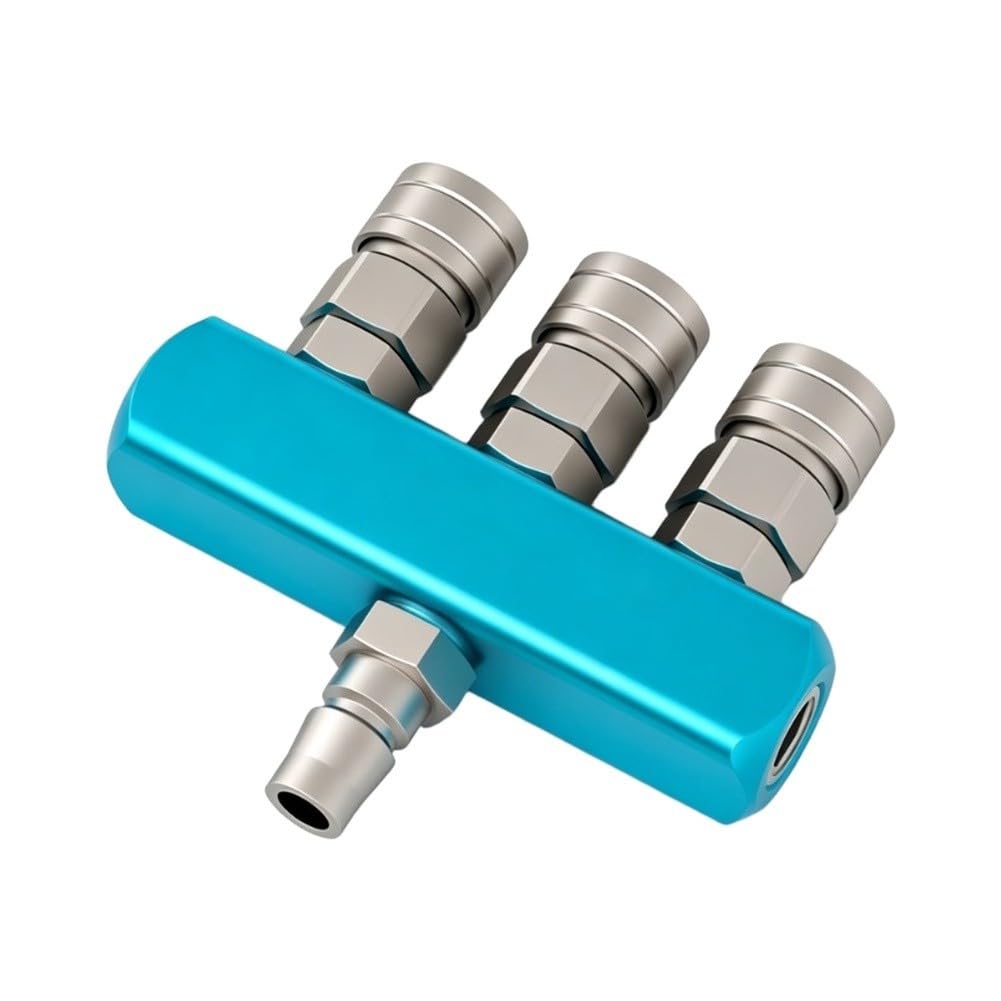 FABULETTA Distributore d'aria a 3 vie a 4 porte in alluminio con attacco rapido e connettore NPT da 1/4"