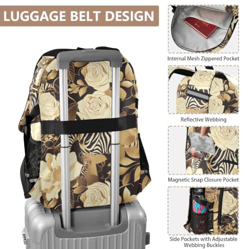 Mochila para laptop de 17.5 pulgadas negra con flores románticas y diseño ligero 4