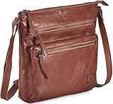 Small Genuine Leather Crossbody Bags for Women Vintage Travel Sling Purses & Handbags Shoulder Crossover (Cognac Washed Vintage)