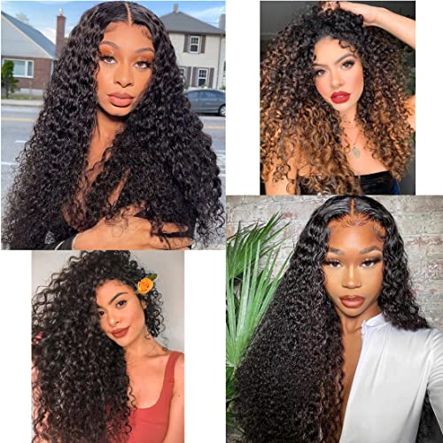 Uamy Hair Kinky Curly Clip In Hair Extensions For Women 18 Inches 7Pcs Set Double Weft Synthetic 3B-3C Curly Wave Clips In Hairpieces (1B Black) #TOP1