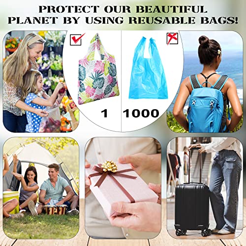 24 Pieces Reusable Grocery Bags Polyester Shopping Bags For Groceries Multi Colors Reusable Bags Foldable Shopping Bag (Flower Style) #TOP6