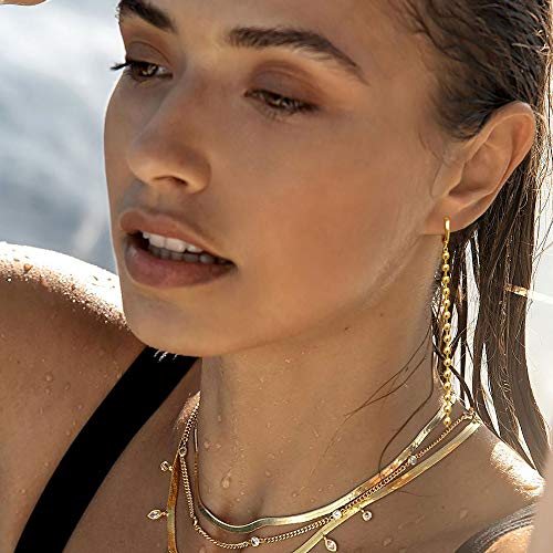 Gold Dainty Huggie Hoop Earrings 14K Gold Filled Simple Charm Evil Eye Earrings Open Drop Dangle Cross Coin Star Venice Snake Chain Hypoallergenic Tassel Earrings for Women2
