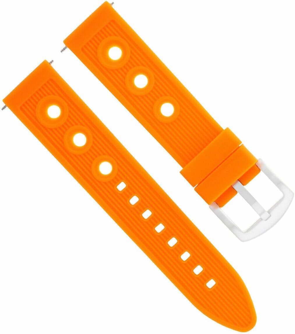 Ewatchparts 20mm Rubber Racing Watch Band Strap Compatible With Breitling Colt Abyss Super Ocean Watch Orange
