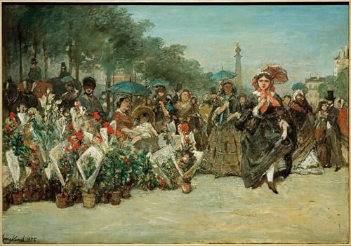 Tableau Toile d'Art Marché fleurs Jongkind Impression Haute Définition