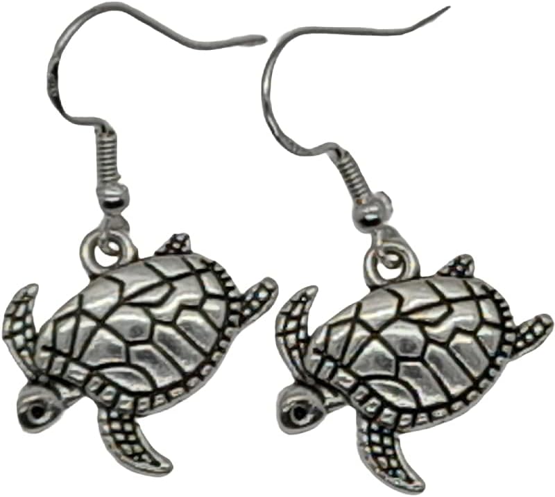 Sea Turtle Earrings Sterling Silver 925 Hooks, for Girls and Women. Beach Party/Holiday Jewellery