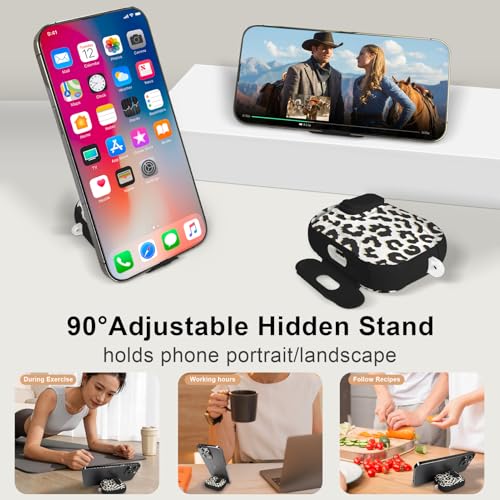 Image of Compatible Airpods Pro 3 Case (2025) with Phone Stand & Cleaner Kit,Cute Soft Silicone Lock Clip Apple AirPods Pro 3rd Generation Case, Airpod Pro 3 Cover with Keychain for Women /Girls,Leopard Print