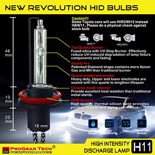 Image of 55W Heavy Duty HID Xenon Replacement Bulbs for 12V and 24V vehicles Headlight Fog-light (Pack of 2 bulbs) (H8 /9 /11 /16(they are same), 8000K)