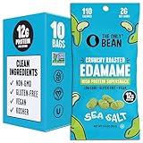 The Only Bean Crunchy Dry Roasted Edamame Snacks (Sea Salt), Healthy High Protein(11g) Keto Food, Low Carb Gluten Free Office Vegan Food 100 Calorie Snack Pack, 0.9oz 10 Pack