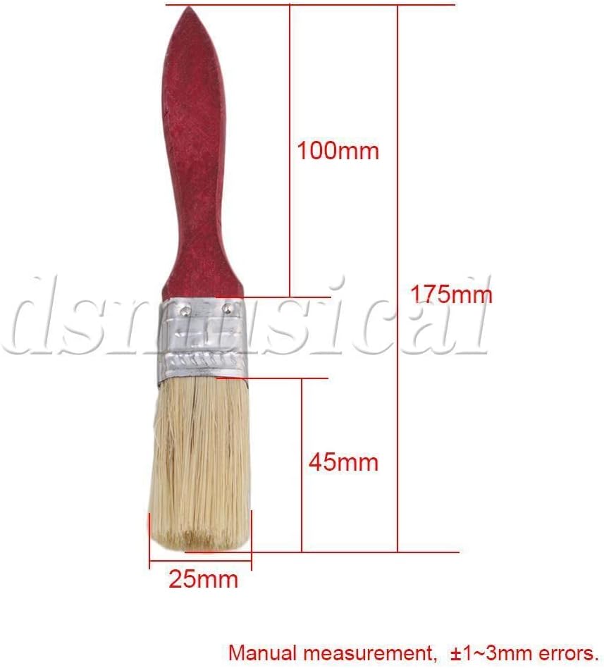 20pcs 1" Chip Brush Red Wood Handle Dark Yellow Bristles Paint Touchups
