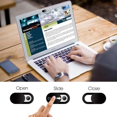Webcam Cover Slide(2PCS), Ultra Thin Camera Cover Slide for Camera Privacy Cover Slide for Laptop/Cell Phone/iPad/PC/Tablet, Great for Protect Your Privacy and Security - Black - 4