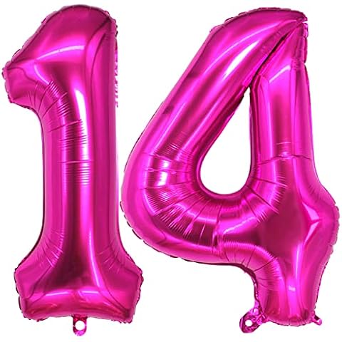 Jonhamwelbor 14 Balloon Numbers Hot Pink 41 Large Big Giant Foil Number Balloons 40 inches 41st 14th Birthday Balloons for Girls Women Cover
