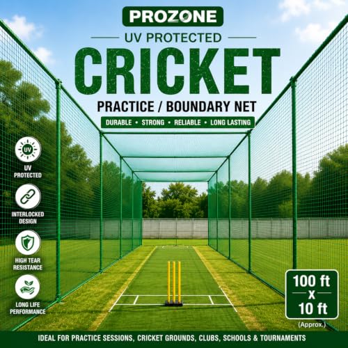 Image of ProZone UV-Protected, Interlocked Green Practice Cricket Net Without Poles and Roof, Sizes, Thread Options 1mm, 1.5mm, 2mm, 2.5mm & 3mm