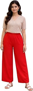 Tara wings Women’s Palazzo Pants | High Waist Flowy Palazzo | Soft Breathable Fabric | Wide Leg Comfortable Trousers, Offi... Price In India
