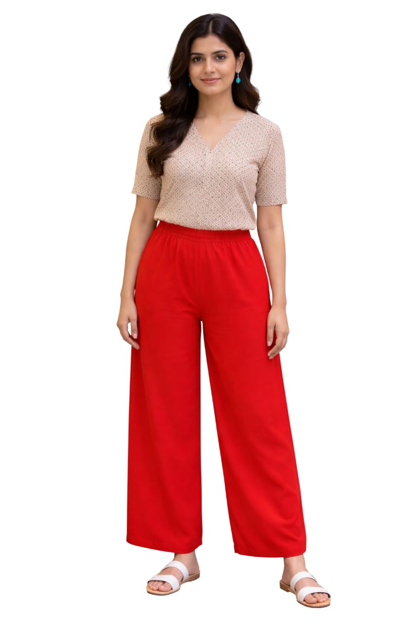 Tara wings Women’s Palazzo Pants | High Waist Flowy Palazzo | Soft Breathable Fabric | Wide Leg Comfortable Trousers, Offi... - Review, Price and Buying Guide
