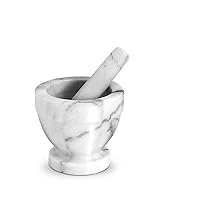 Home Mortaio con Pestello, Marmo, Bianco, Grigio, 10 cm