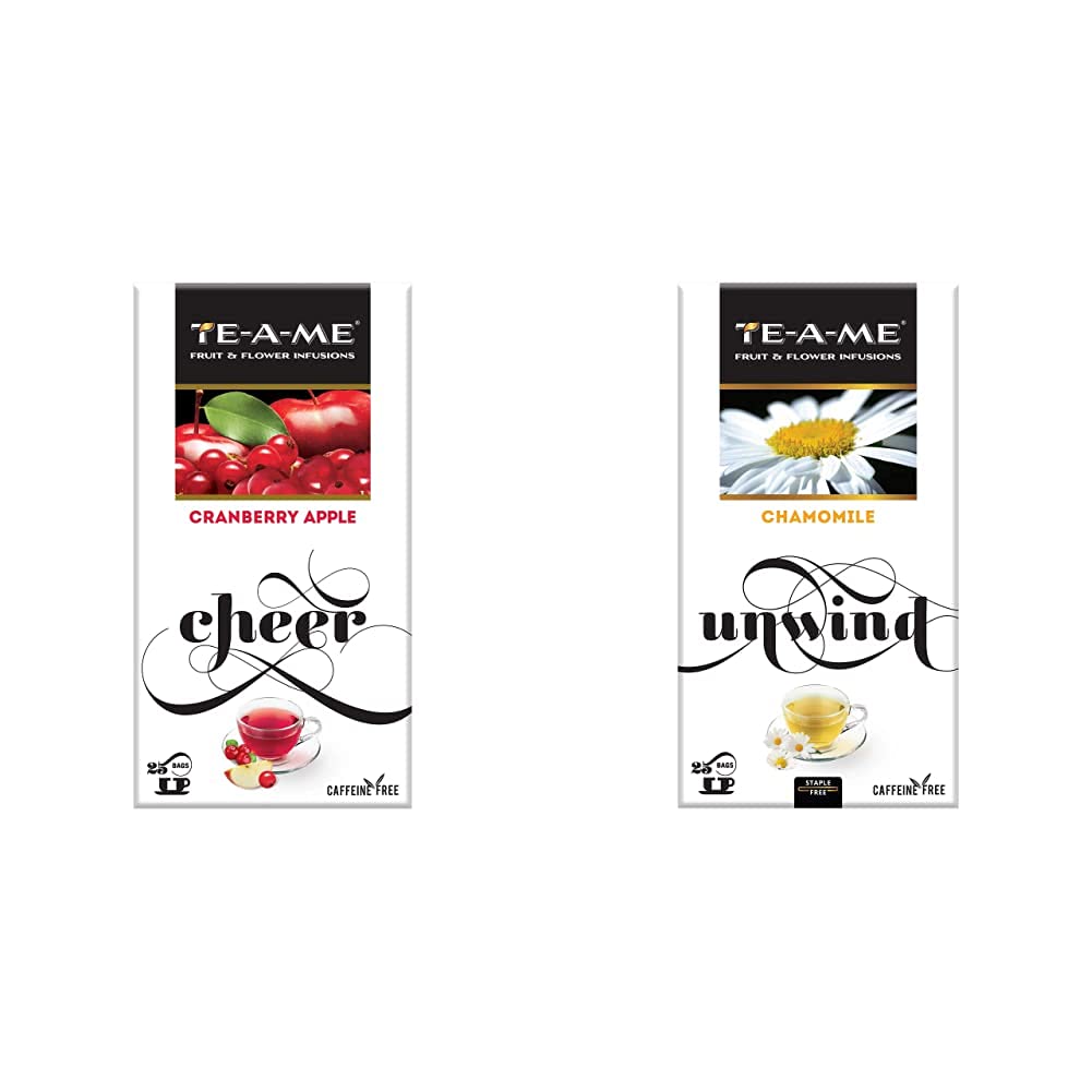 TE-A-ME Cranberry Apple Infusion, 25 Tea Bags (2 Flavored Bags Free) - Chamomile Infusion Tea, 25 Infusion Tea Bags (2 Flavored Bags Free)