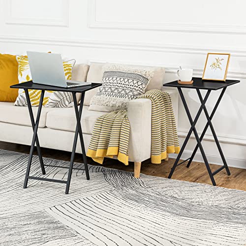 HOOBRO Beistelltisch Klappbar, Kleiner tabletttisch, TV Tray 2er Set, klapptisch Snack Tisch Industriestil, Sofatisch für kleinen Raum… – Ansicht 2