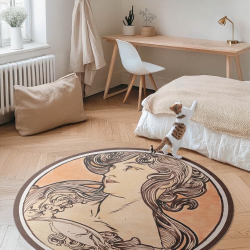 Tapis vinyle ø90 cm Portrait d'Alfons Mucha pour une décoration de prestige - 3