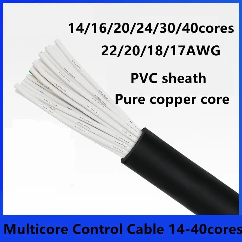 PVC-Kabel 16 24 20 30 40 Kern reines Kupferkernleiterkabel Signalleitung 15 17 18 20 22 AWG Steuerleitung Soft Line(20 AWG 3 Meters,24 cores)