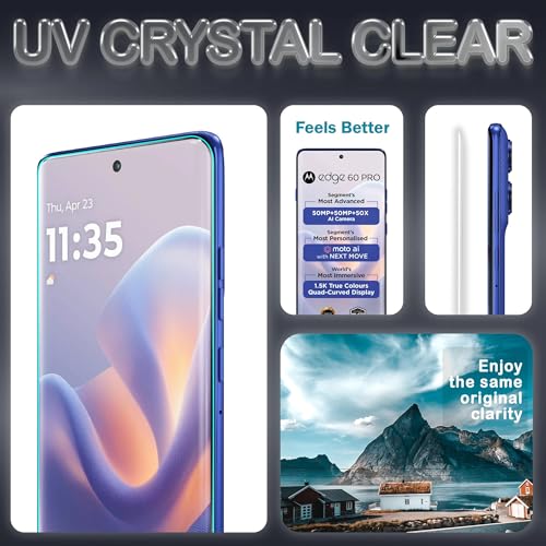 Image of FIRST MART UV Tempered Glass for Motorola Edge 60 Pro & Moto Edge 60, 9H Full-Glue Curved Screen Protector, HD Clear, Fingerprint Compatible, UV Lamp Included
