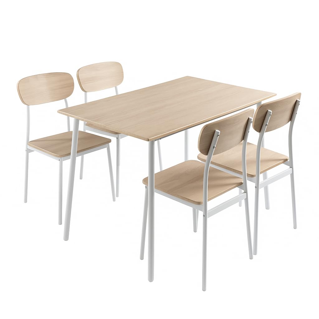 DUPI Table and 4 Chairs Set New XOBE, Made with Metal and MDF, Dining Table, Timeless Style Set (Taupe) 110x70 — view 3