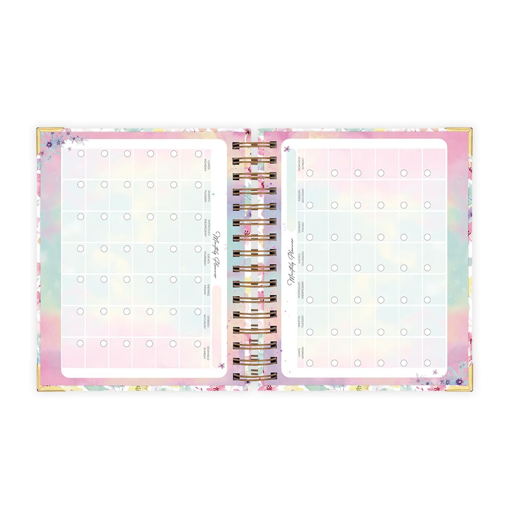 Nukua Notes - Agenda 2024 January to December (12 months) - Day Page - A5 (15.5x20.5cm) - Spanish and English - Golden rings - Martina - Image 3