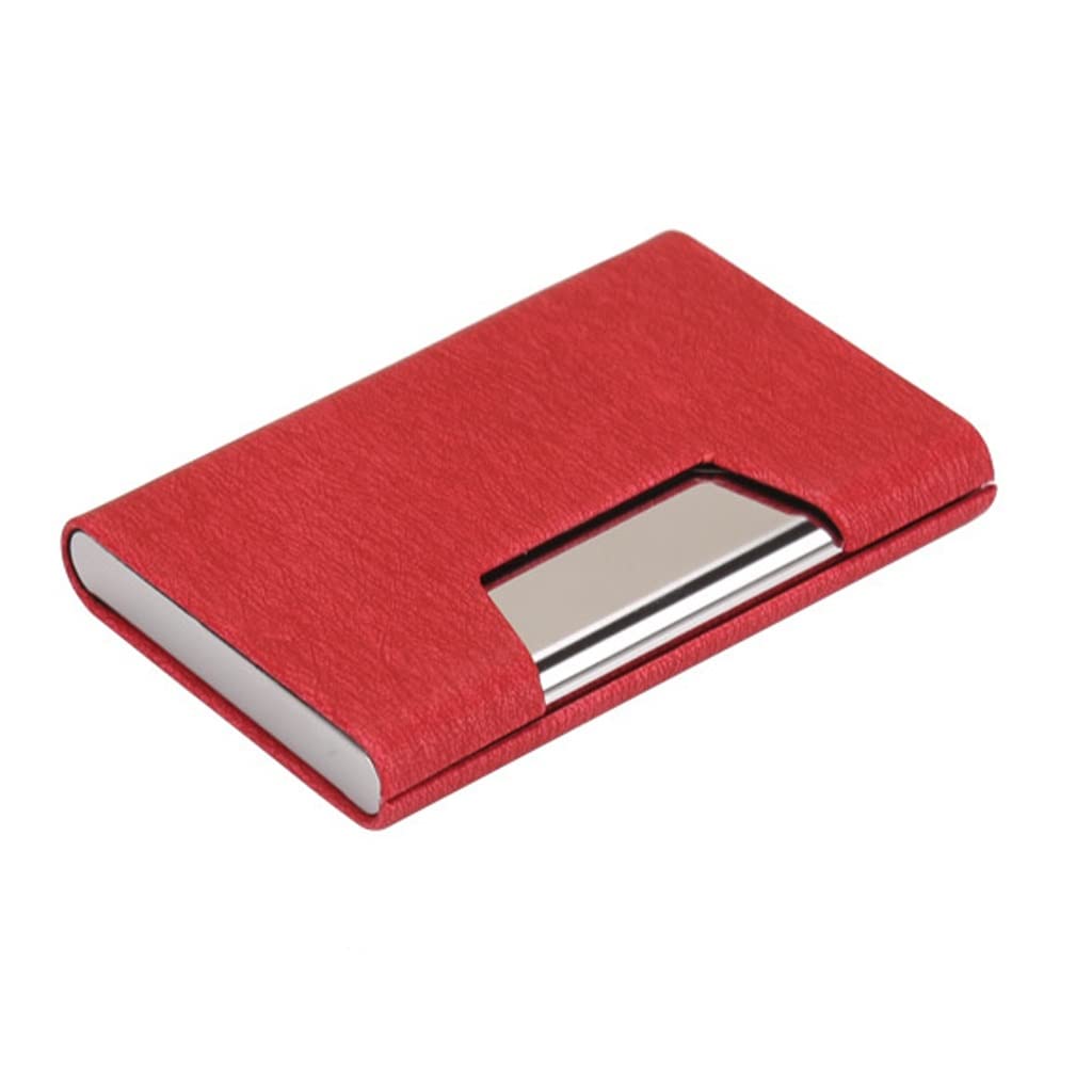 MOBYGKFY Business Card Case Stainless Steel Aluminum PU Cover for Holder Wallet