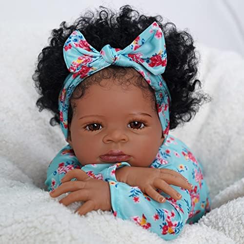 BABESIDE Lifelike Reborn Black Girl- 18-Inch Realistic Newborn Real Life Baby Dolls with Clothes and Toy Gift for Kids Age 3+