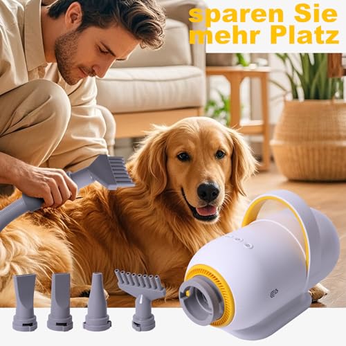 Hundefön Kanonen-Stil weiß 2400W Pet Dryer Hundetrockner Blower mit Einstellbarer Windgeschwindigkeit und Temperaturen,1-9 verschiedene Stärken von Umgebungsluft und Heißluft 35-60℃ #LYCSJDPWH-DE