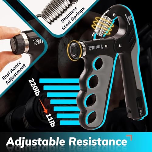 Image of Adjustable Hand Gripper (5kg-100kg) | Metal Hand Gripper Combo with Counter for Hand Strength Training (Grey & Black)