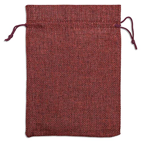 12-Pack 3x4 Natural Burlap Gift Bags w. Drawstring (Maroon Red, X-Small) for Party Favors, Presents or DIY Craft by TheDisplayGuys