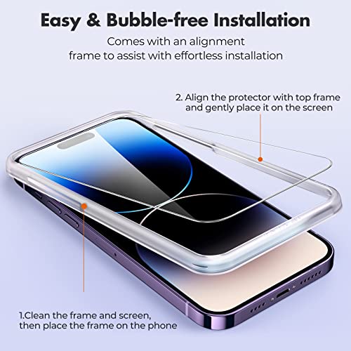 UNBREAKcable Panzer Schutz Glas für iPhone 14 Pro [3 Stück] Schutzfolie, 9H Härte Schutzglas, 2.5D Double Defense Displayschutzfolie, Kratzfest, Anti-Fingerprint und blasenfrei 3