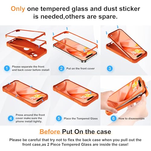 Image of ORETECH 3 in 1 for iPhone 15 Pro Case with 2 x Screen Protector,Orange