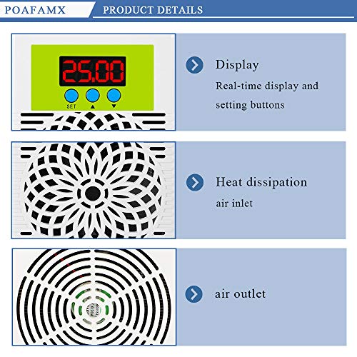 Poafamx 5gal Aquarium Water Chiller 20L Fish Tank Cooling System 25-40℃ Temperature Setting Constant Quiet for Home Use Jellyfish Coral Aquaculture 110V with pump (20L Chiller)
