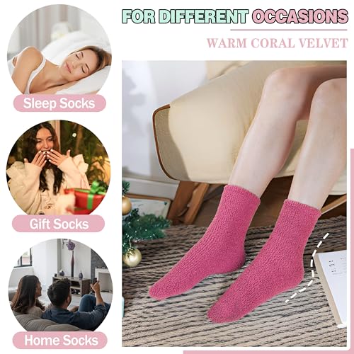 Image of Fuzzy Socks Warm Fluffy Winter Cozy Thick Plush Slipper Sleep Comfy Crew Socks for Women & Men 5 Pairs