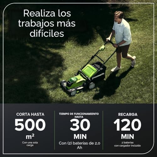 Miniatura 3 de Greenworks G40lm41k2x Cortacésped De Batería Para Céspedes De Hasta 500 M , Ancho De Corte 41 Cm, Bolsa De 50l Más Dos Baterías De 40v 2ah Y Un Cargador, Garantía De 3 Años