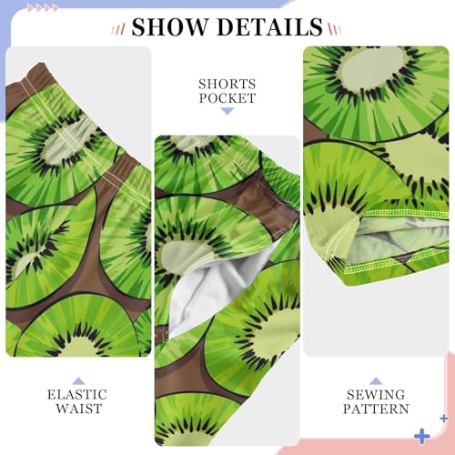 ZZXXB Green Kiwi Fruit Boys Long Pants Soft Trousers Elastic Waist Kids Lounge Bottoms with Pockets S-XL4