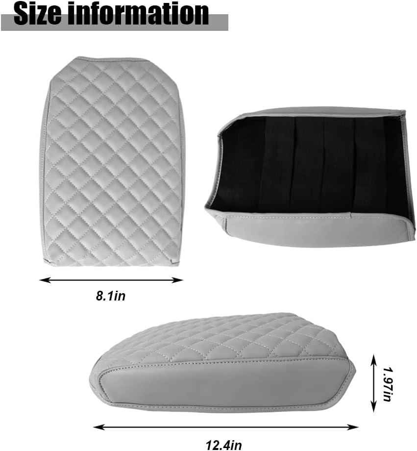 sportuli Center Console Cover Anti-Scratch Leather Armrest Cushion Compatible with 2020 2021 2022 2023 2024 Kia Telluride Accessories (Gray)