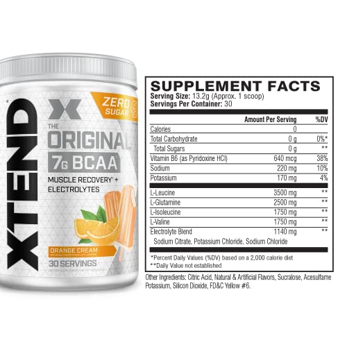 Xtend Original Bcaa Powder Orange Cream | Sugar Free Post Workout Muscle Recovery Drink With Amino Acids | 7G Bcaas For Men & Women | 30 Servings #TOP1