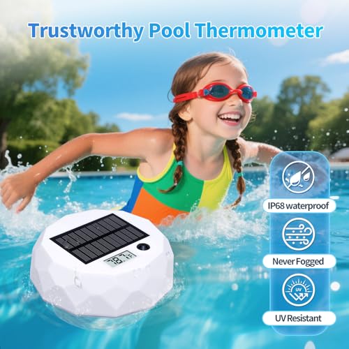 Pool Thermometer Floating Easy Read with Large Backlit LCD,Digital Pool Temperature Thermometer Dynamic RGB Light,Solar Powered, Waterproof for Above Ground Pools & Spas — view 4