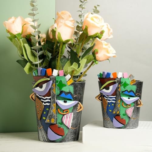 Pot de fleurs en résine design froncé de qualité supérieure M - 6