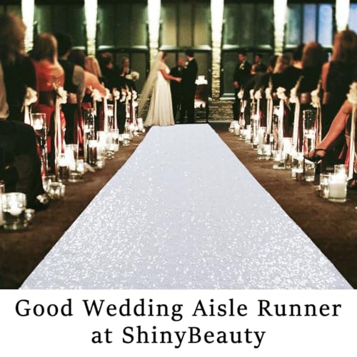 ShinyBeauty White Sequin Sparkle Wedding Aisle Runner 3FTx15FT Elegant Bridal Carpet for Indoor & Outdoor Ceremonies, Reusable Decor by ShinyBeauty - Image 5