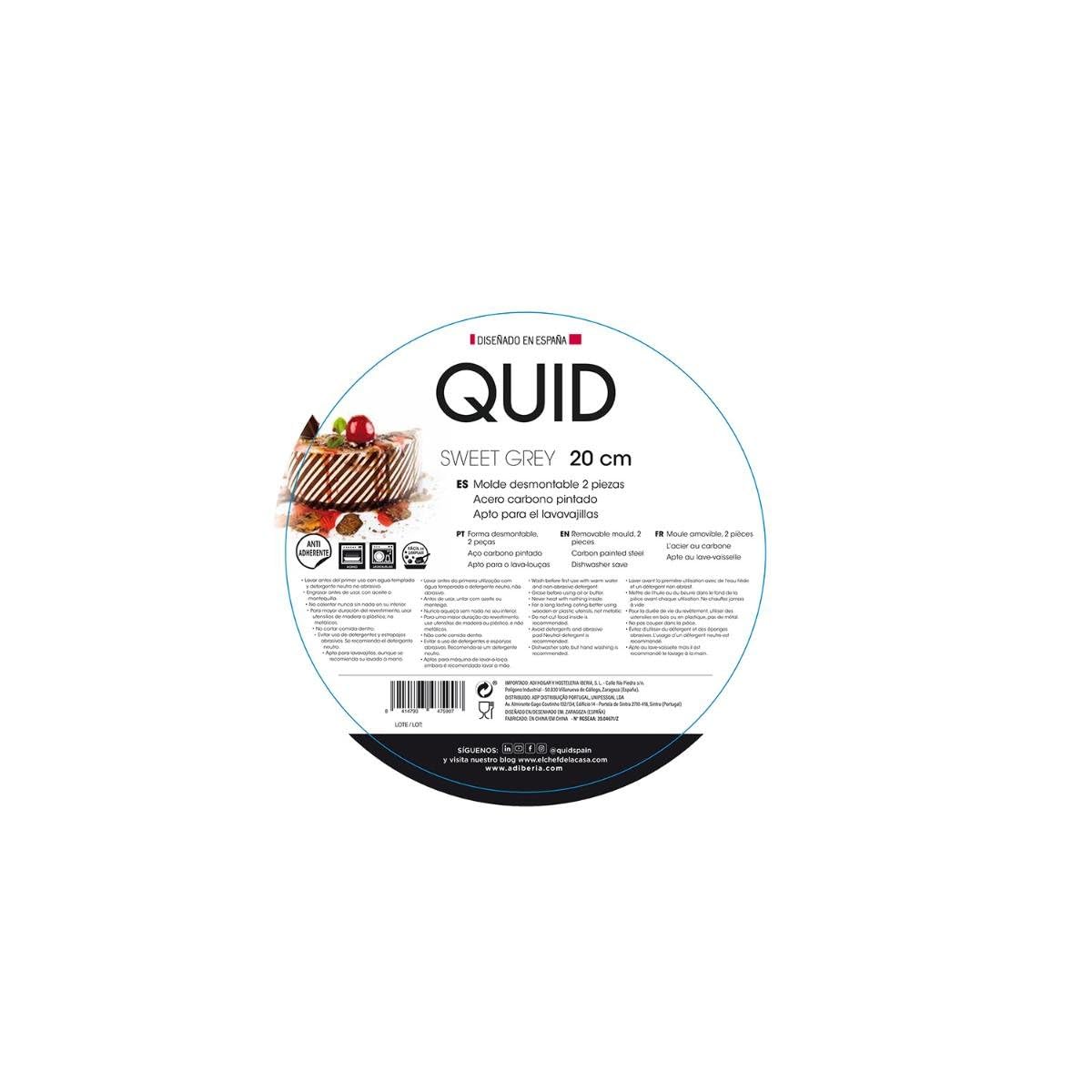 Quid Sweet Molde Redondo Desmontable Acero Pintado, Negro, 20 cm