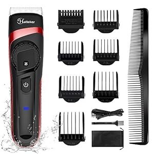 HATTEKER Tondeuse voor mannen, draadloze tondeuse, professionele baardtrimmer voor mannen, waterdichte tondeuse met fijne instelling, nat/droog