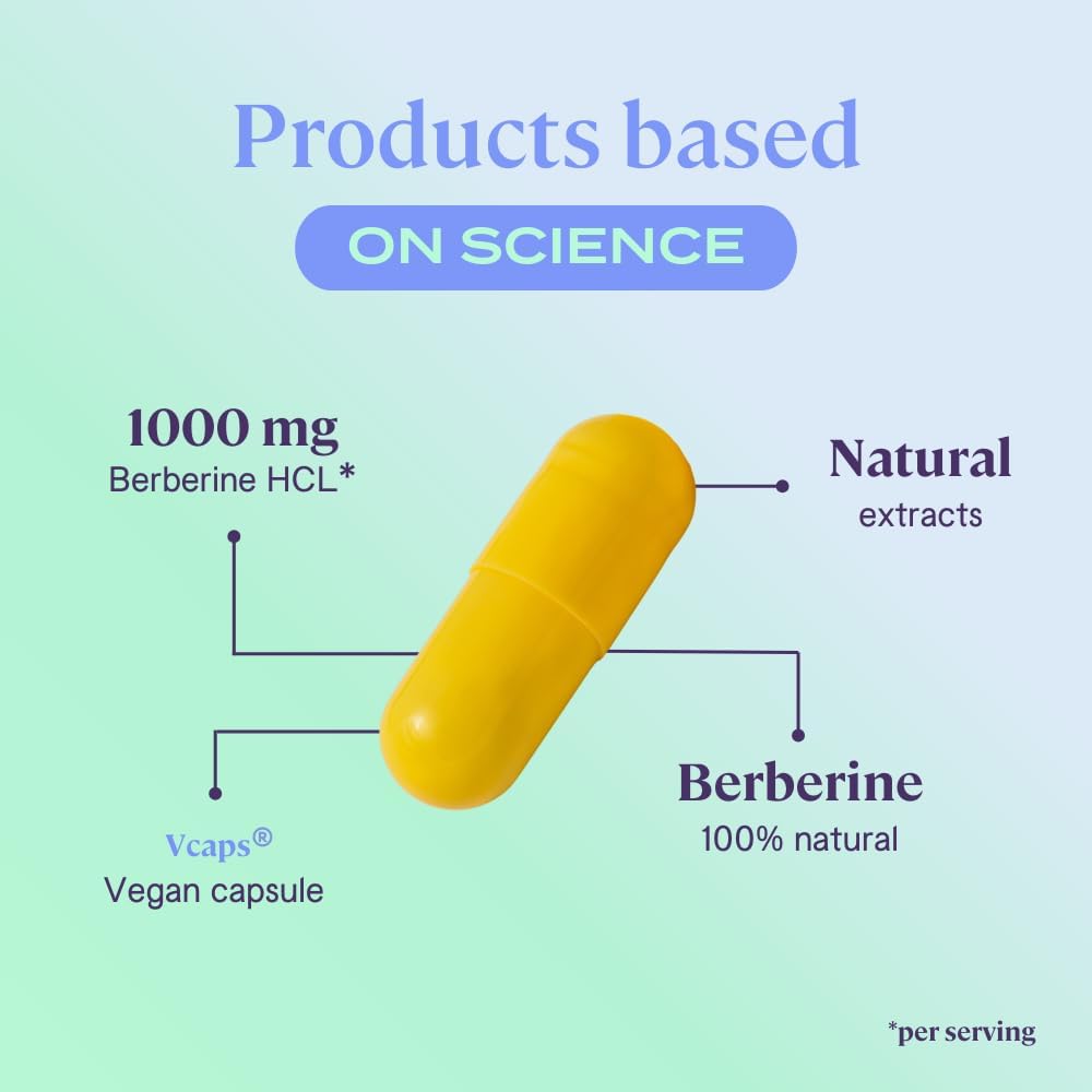 B-FIT Berberine 1000mg Supplement, 120 Vegan Capsules, 500mg Pure Berberine Extract per Capsule, Non-GMO, Sugar-Free and Gluten-Free