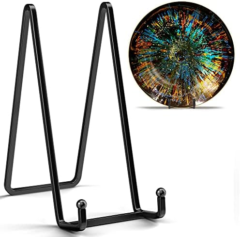 IPAME 8 Inch Large Plate Stands for Display - Metal Square Wire Plate Holder Display Stand + Picture Stand for Book, Platter, Plaque, Photo Easel (2 Pack)