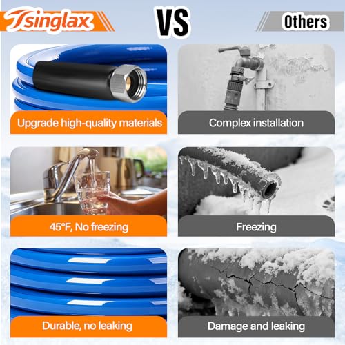 Image of 15FT 30FT Heated Water Hose for Rv,-45 ℉ Antifreeze Heated Drinking Garden Water Hose,Lead-Free & BPA-Free, Rv Freshwater Hoses with Fittings, Rv Accessories