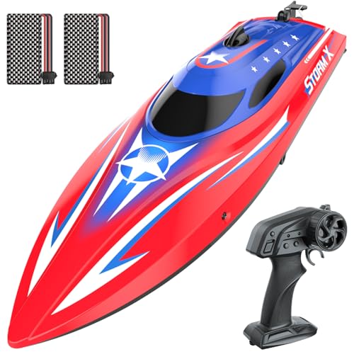 HOLYFUN Full Proportional Remote Control Boat for Kids & Adults, 20MPH+ High-Speed Waterproof RC Boat, 2 Battery(30 Mins), 2.4GHz Racing Boats Toy for Water Pool & Lake