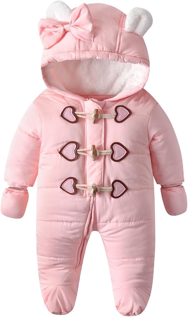 Mono de Nieve para niños pequeños Traje de Nieve cálido para el Aire Libre de Invierno para bebés recién Nacidos botón de Cremallera Gruesa Mono cálido para Exteriores